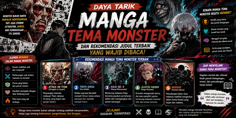 Daya Tarik Manga Tema Monster dan Rekomendasi Judul Terbaik yang Wajib Dibaca