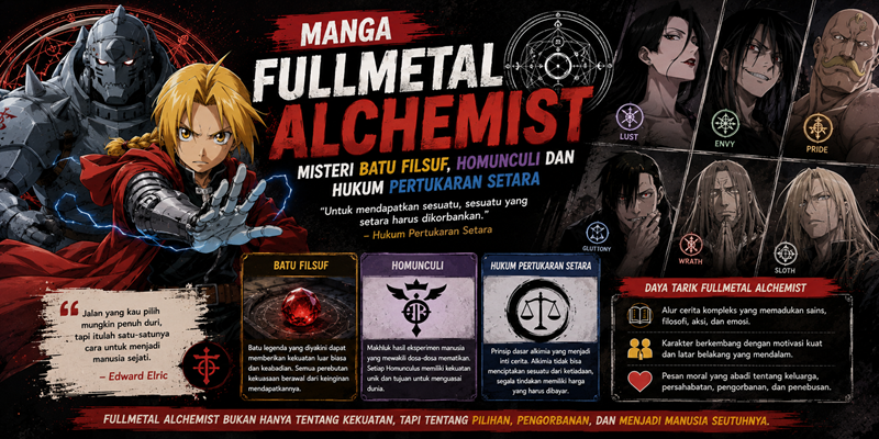 Manga Fullmetal Alchemist Misteri Batu Filsuf, Homunculi dan Hukum Pertukaran Setara