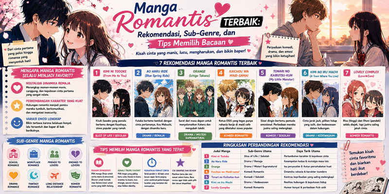 Manga Romantis Terbaik Rekomendasi, Sub-Genre dan Tips Memilih Bacaan