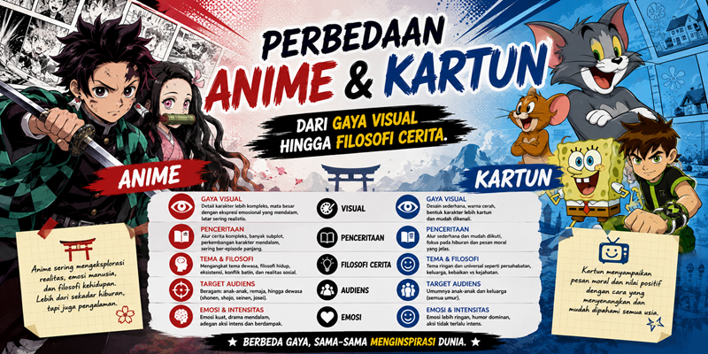 Perbedaan Anime dan Kartun Dari Gaya Visual hingga Filosofi Cerita