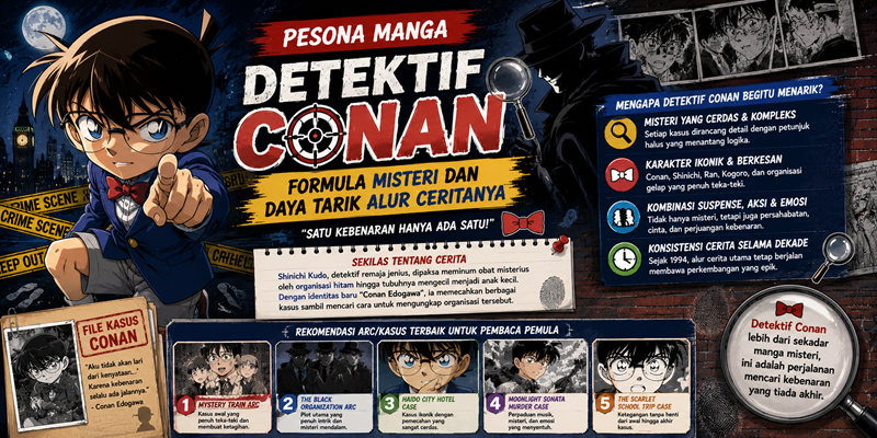 Pesona Manga Detektif Conan Formula Misteri dan Daya Tarik Alur Ceritanya