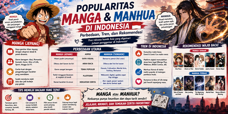 Popularitas Manga dan Manhua di Indonesia Perbedaan, Tren dan Rekomendasi