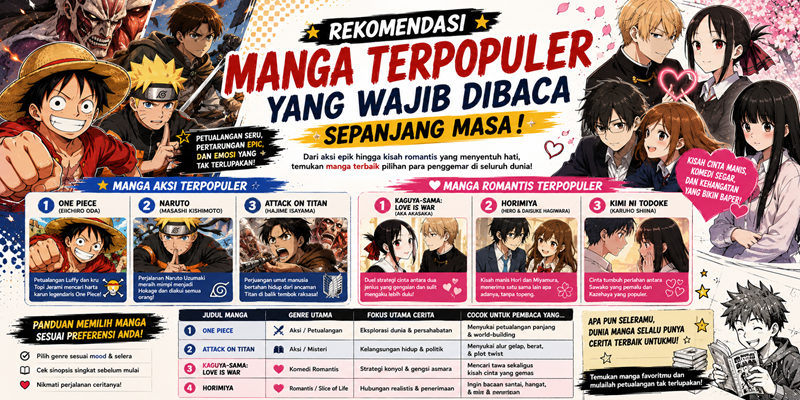 Rekomendasi Manga Terpopuler yang Wajib Dibaca Sepanjang Masa