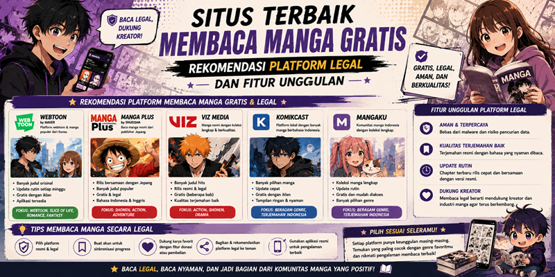 Situs Terbaik Membaca Manga Gratis Rekomendasi Platform Legal dan Fitur Unggulan