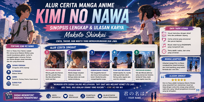 Alur Cerita Manga Anime Kimi No Nawa Sinopsis Lengkap dan Ulasan Karya Makoto Shin kai